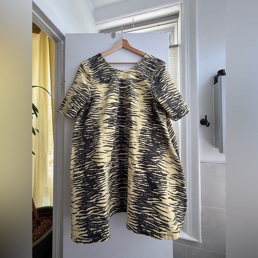 Ganni Zebra Print Dress in Yellow and Black